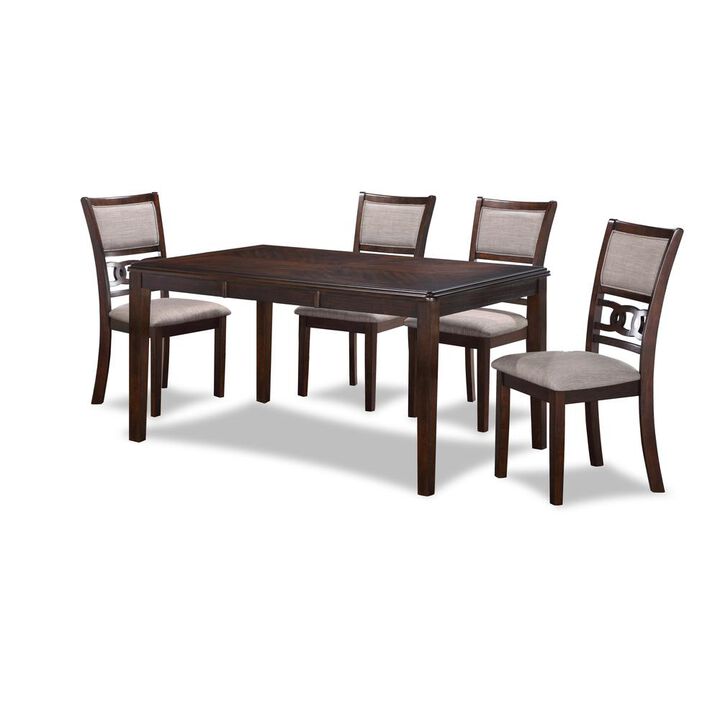 New Classic Furniture Gia 5-Piece 60 Wood Rectangular Dining Set with 4 Chairs in Cherry