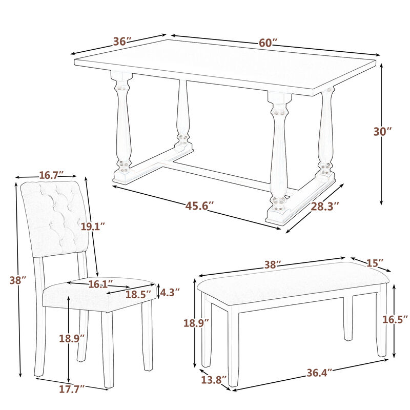 Merax 6-Piece Dining Table and Chair Set