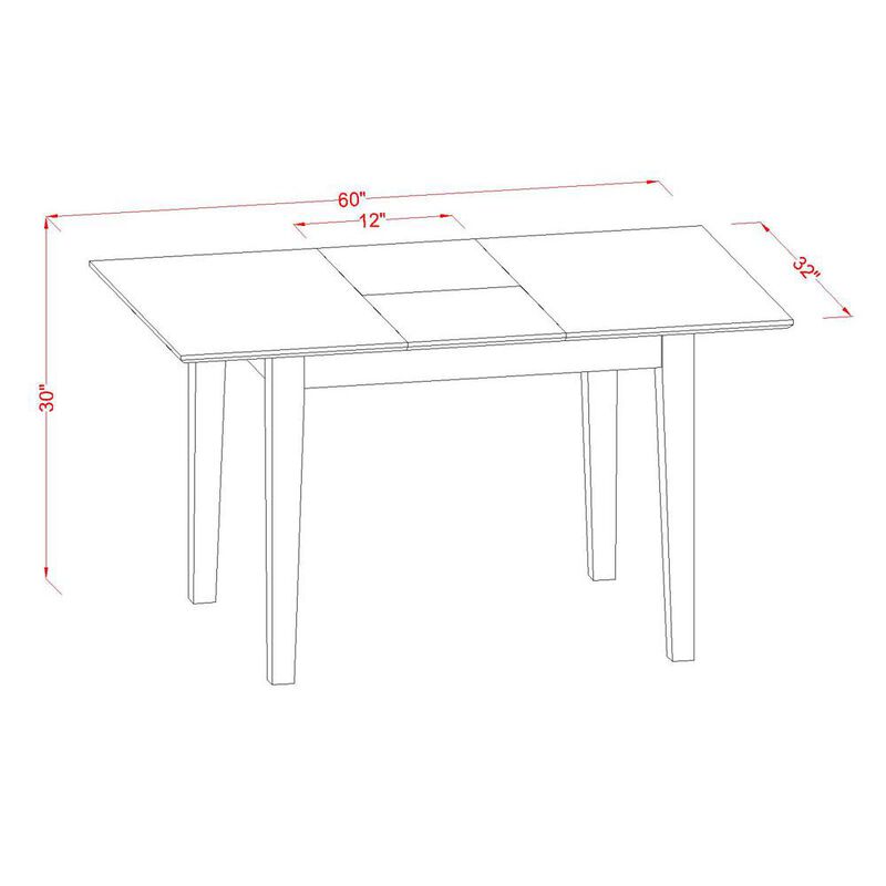 East West Furniture Picasso  Table  32  in  x  60in  with  12  in  butterfly  leaf