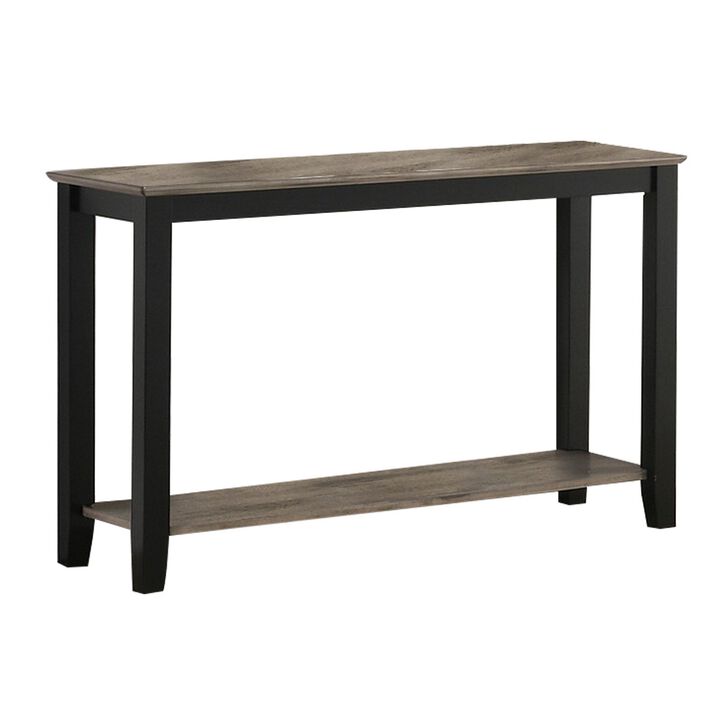 Wooden Console Table with One Open Shelf, Black and Gray-Benzara