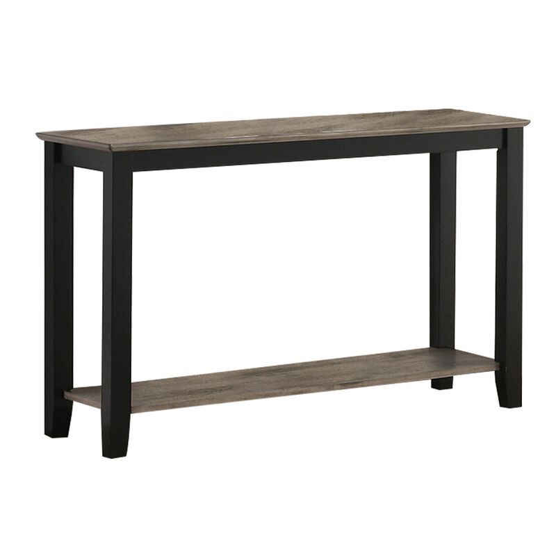 Wooden Console Table with One Open Shelf, Black and Gray-Benzara
