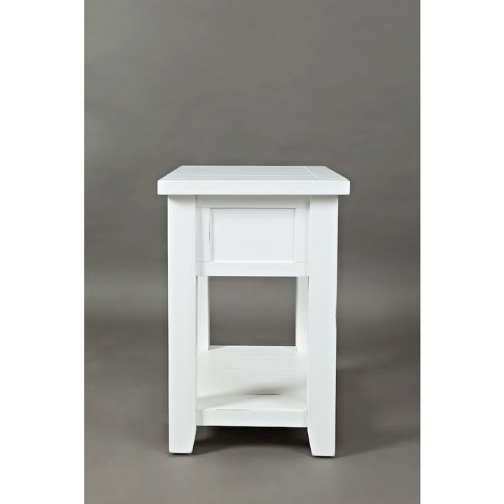 Jofran Artisan's Craft Farmhouse Solid Acacia Chairside End Table, 16''L x 24''W x 24''H, Weathered White,1744-7