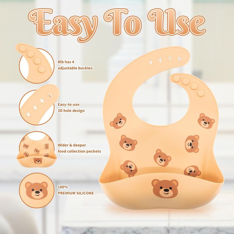 7-Piece Silicone Baby Feeding Set, Baby-Led Weaning Essentials, BPA-Free Baby Feeding Supplies, Newborn Gift Bear, Baby Essentials