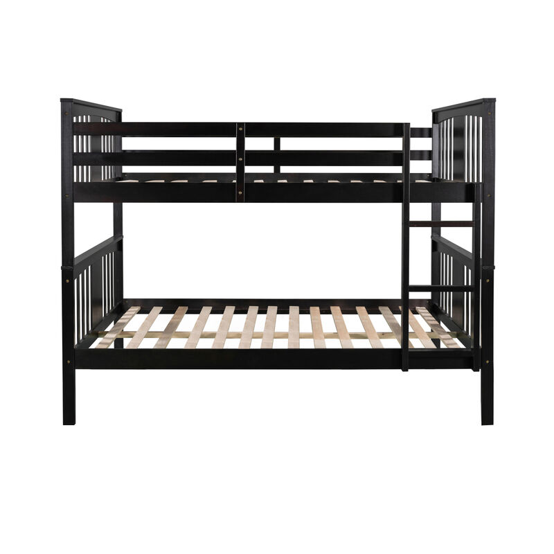 Full Over Full Bunk Bed With Ladder For Bedroom, Guest Room Furniture