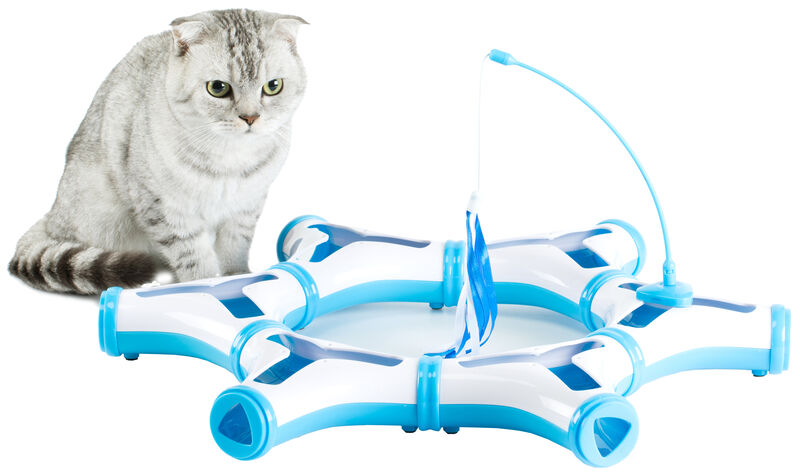 Configurable Interactive Cat Toy with Spring Feather Teaser
