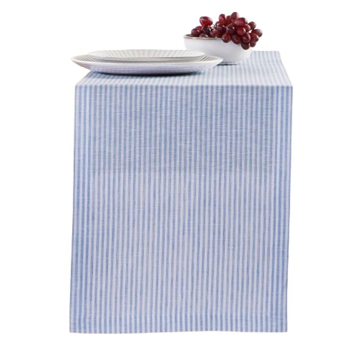 Solino Home 100% Pure Linen Table Runner 14 x 108 Inch | Narrow Stripe
