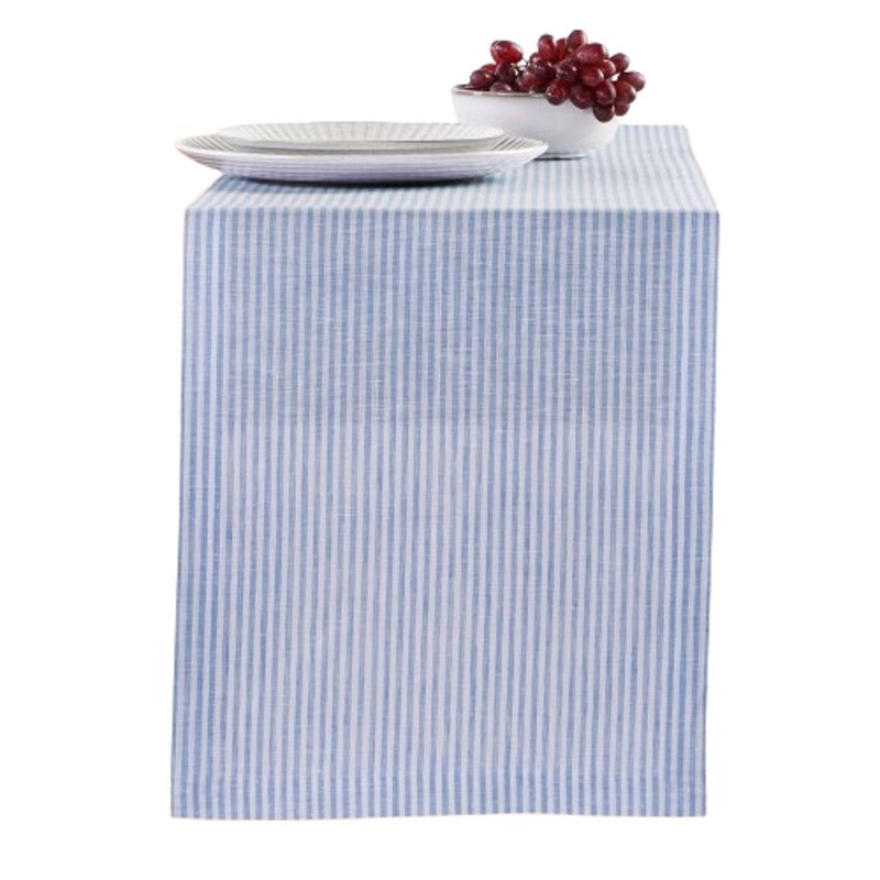 Solino Home 100% Pure Linen Table Runner 14 x 108 Inch | Narrow Stripe