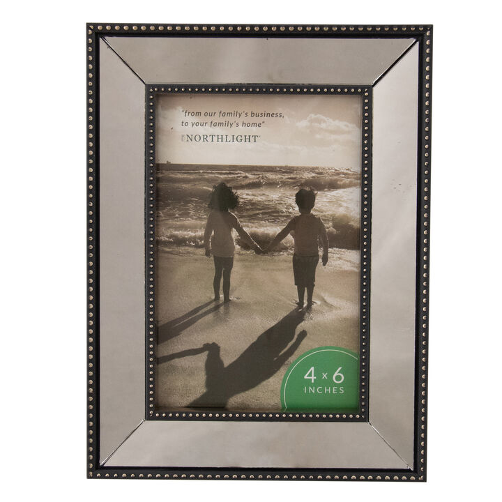 8" Black Contemporary Rectangular Mirrored Picture Frame for 6" x 4" Photo