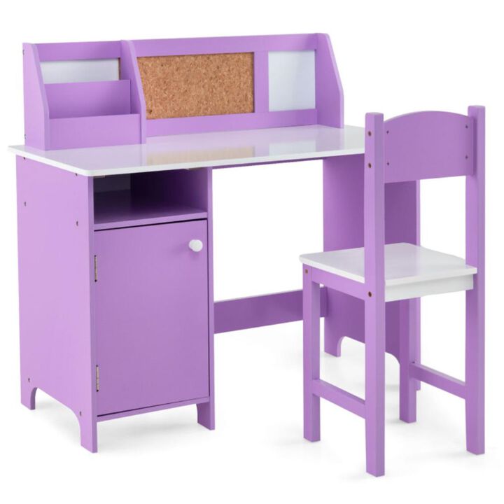 Hivvago Kids Table and Chair Set for Arts  Crafts  Homework  Home School-Purple