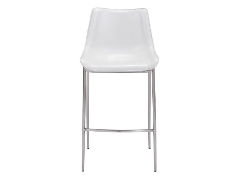 Magnus Barstool (Set of 2) White & Silver