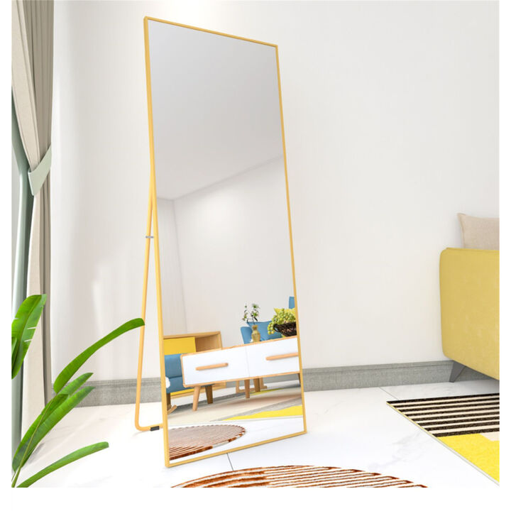 Wall-Mounted Alloy Frame Full Length Mirror, Golden