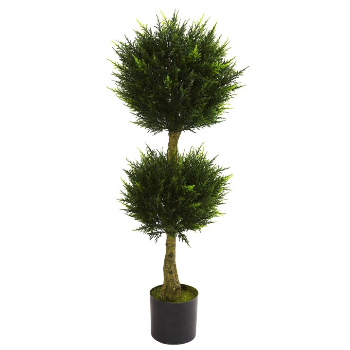 Hivvago 4 Feet Double Ball Cypress Topiary UV Resistant (Indoor/Outdoor)