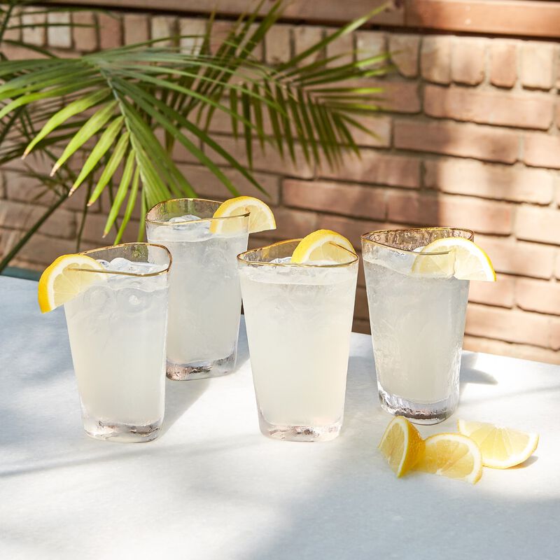Set of 4 Hammered High Ball Glasses
