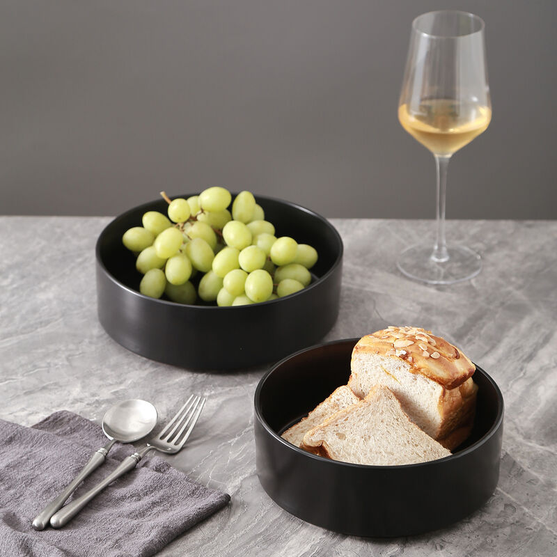 Stone Lain Celina Stoneware Service Bowl Set 2 Piece, Black