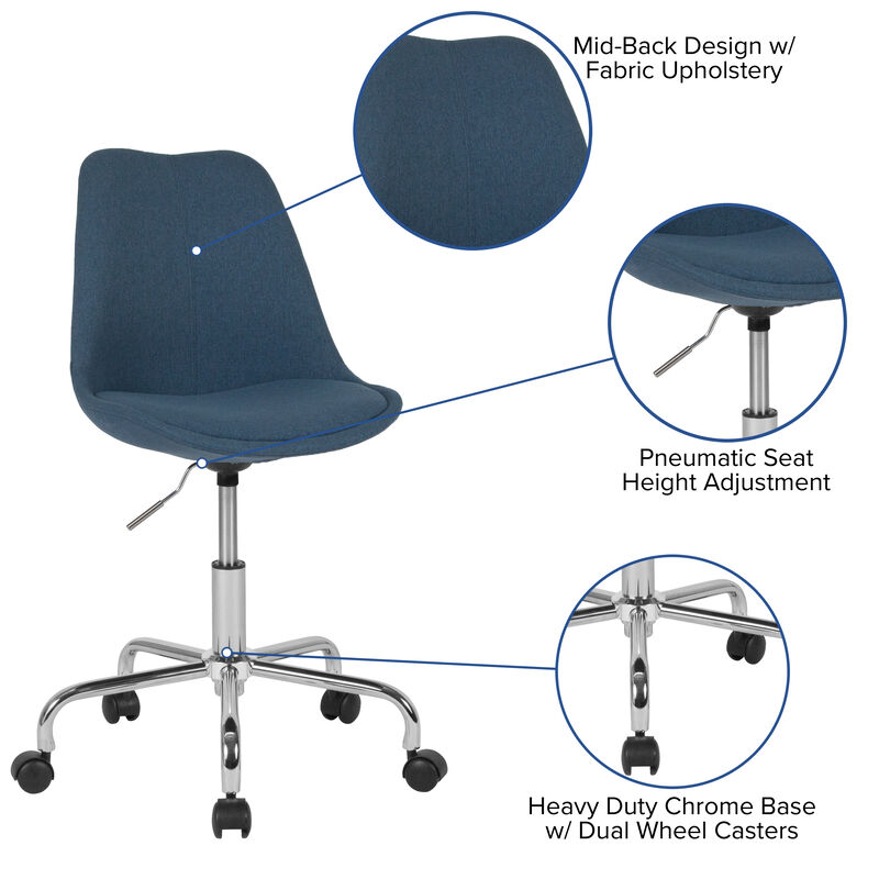 Aurora Series Mid-Back Fabric Task Office Chair with Pneumatic Lift and Chrome Base