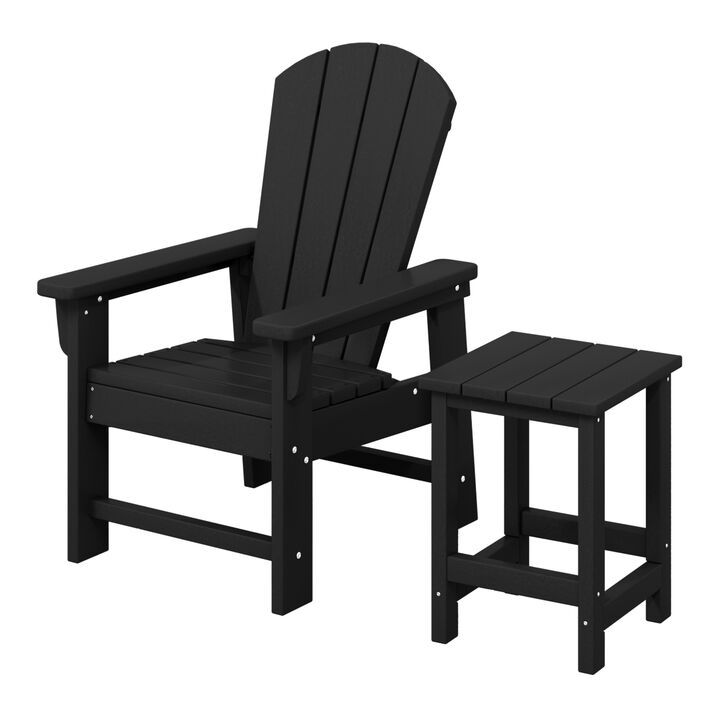 WestinTrends 2-Piece Kids Outdoor HDPE Adirondack Chair With Square Side Table Set