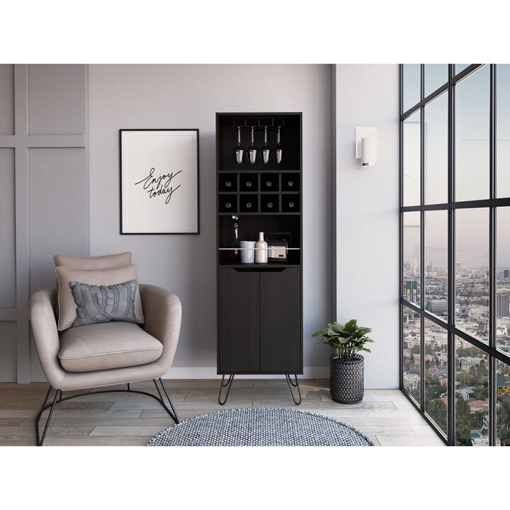 Thorndike 8-Bottle 2-Shelf Bar Cabinet Black Wengue