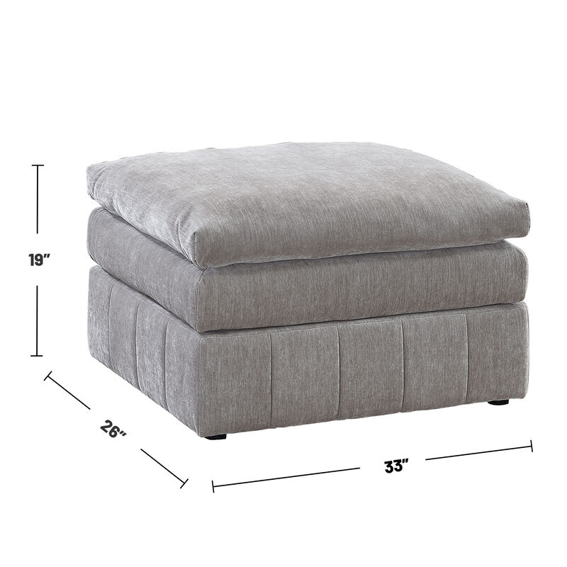 Morgan Fabric Upholstered Ottoman in Granite
