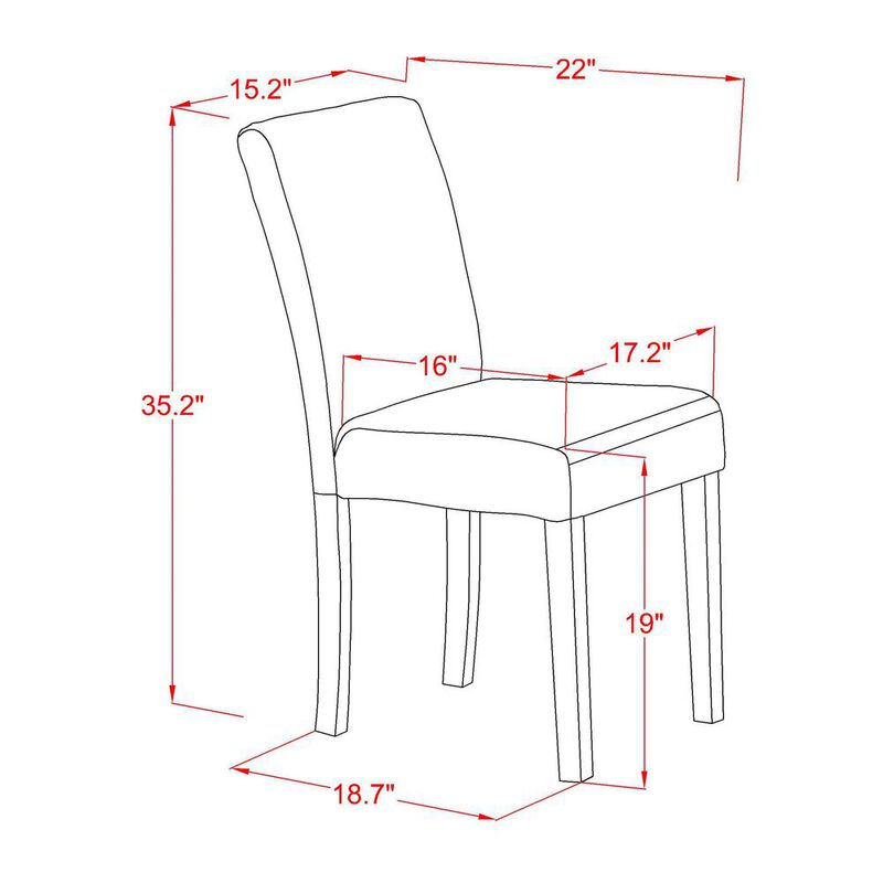 East West Furniture ABP4T55 - Set of 2 - Parson Chairs- Upholstered Dining Chairs Includes Wirebrushed Black Wooden Structure with Black Linen Fabric Seat and Simple Back