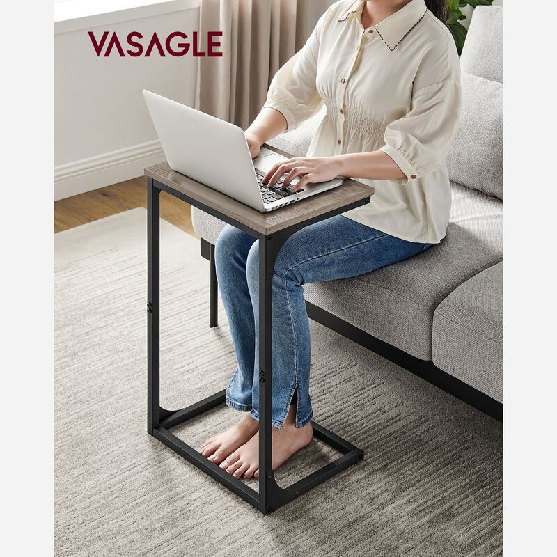 Sofa Side Table with C-Shaped Metal Frame Design