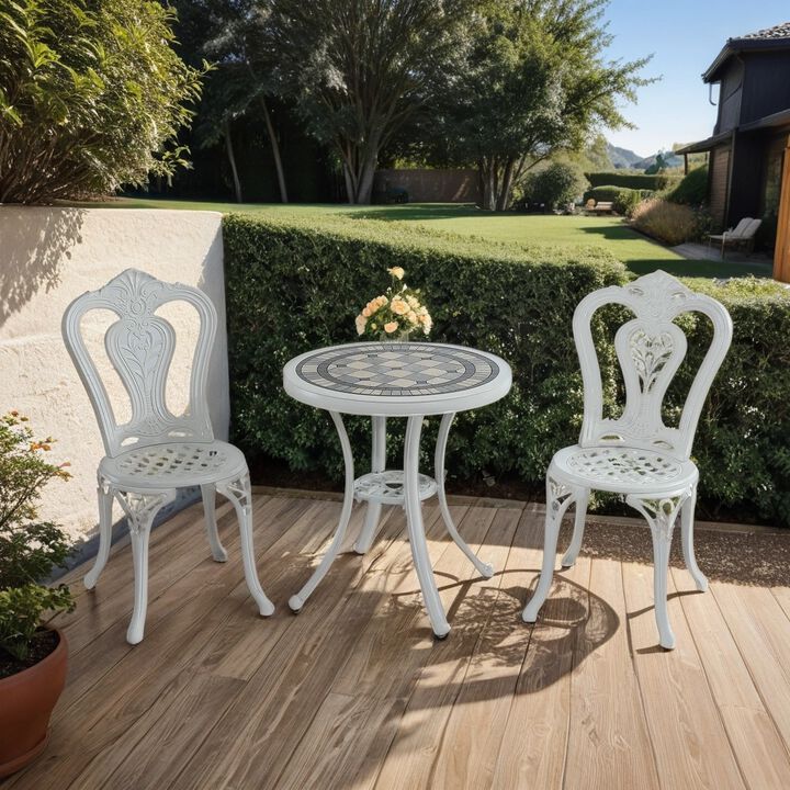 MONDAWE Compact Cast Aluminum 3-Piece Bistro Set for Balcony and Patio