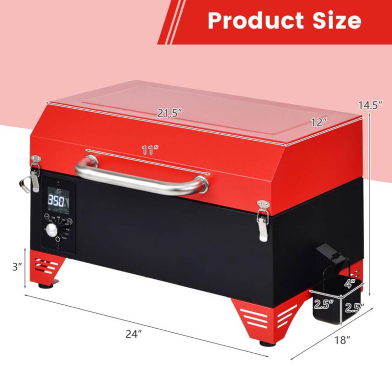 Hivvago Outdoor Portable Tabletop Pellet Grill and Smoker with Digital Control System for BBQ