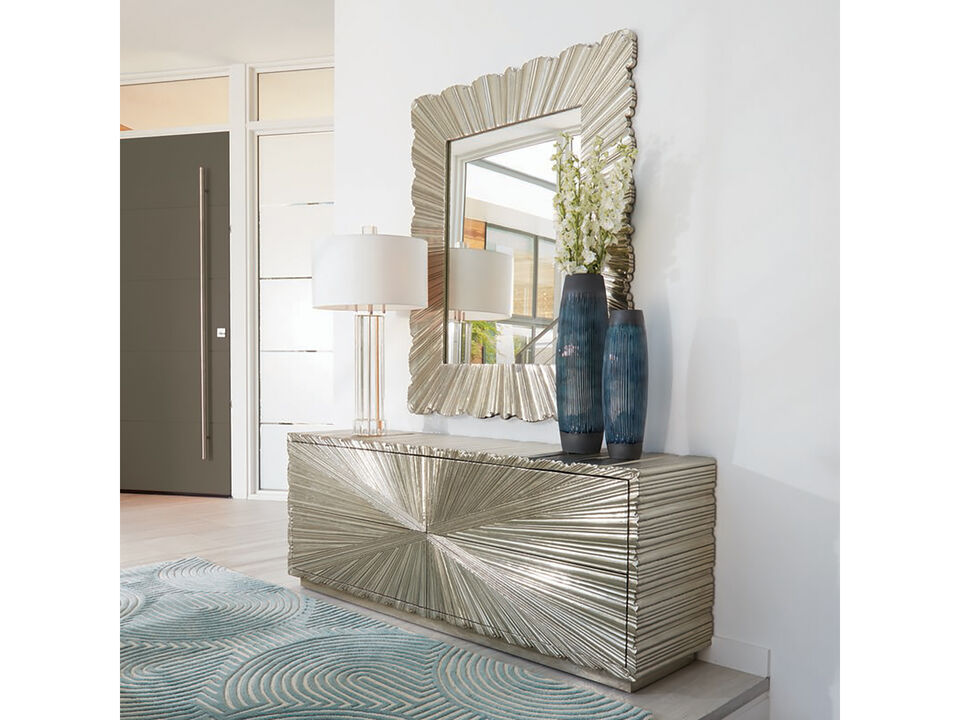 Linenfold Large Silver Mirror