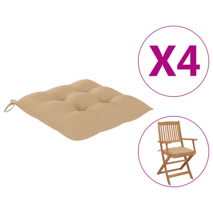 vidaXL Chair Cushions 4 pcs Beige 15.7"x15.7"x2.8" Fabric