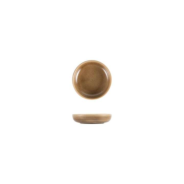 Terra Pott dia.4.25" h:1" 4 oz. Round Brown Porcelain Bowl (Set of 4)