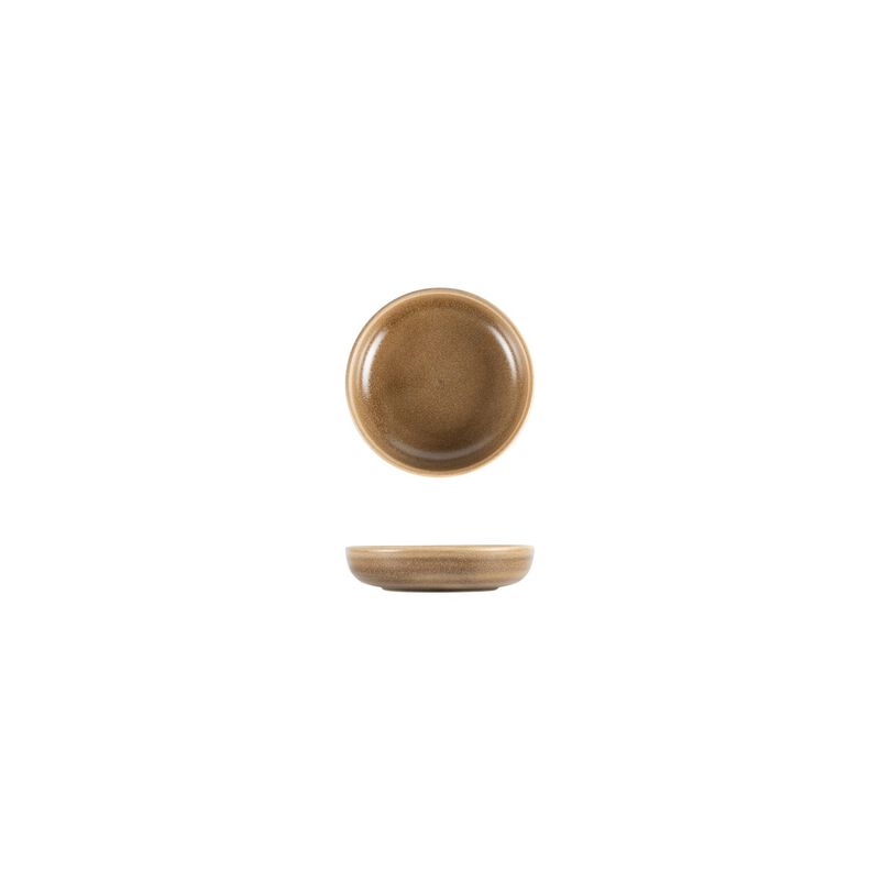 Terra Pott dia.4.25" h:1" 4 oz. Round Brown Porcelain Bowl (Set of 4)