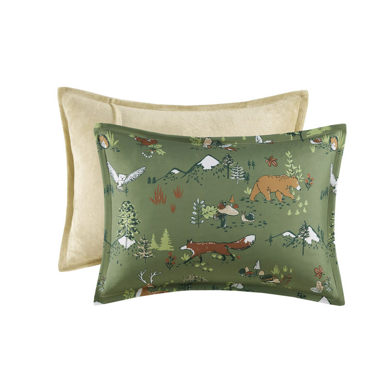 Gracie Mills Harvey Kids Forest Animals Plush Reversible Comforter Set