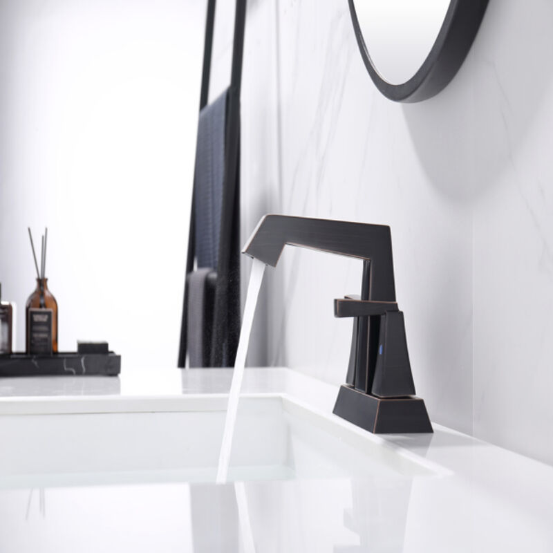 Oil Rubbed Bronze 2-Handle Bathroom Faucet,  Centerset with Pop-Up Drain & Supply Lines