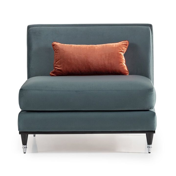 Michael Amini La Francaise Armless Accent Chair - Azure/Black