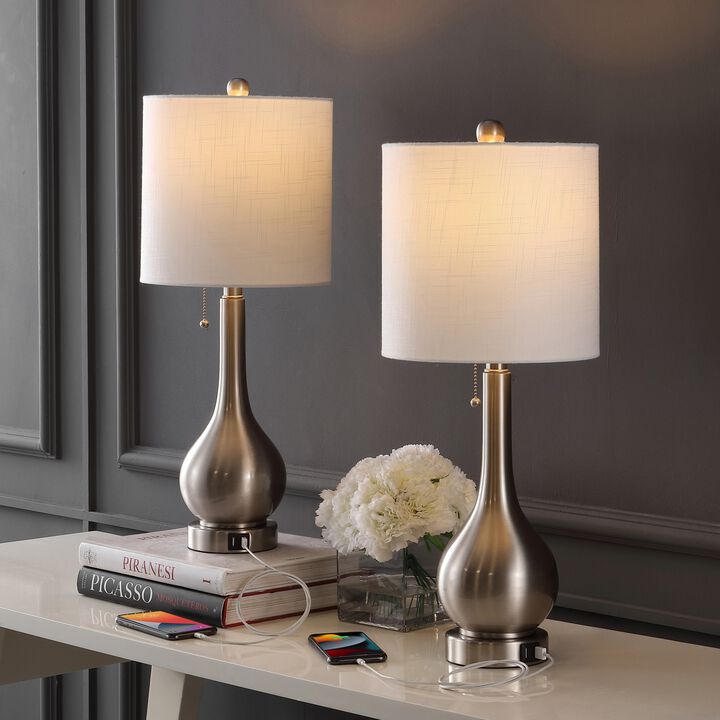 Tyler Modern Classic Gourd Iron LED Table Lamp with Pull Chain with Dual USB Charging Port (Set of 2)