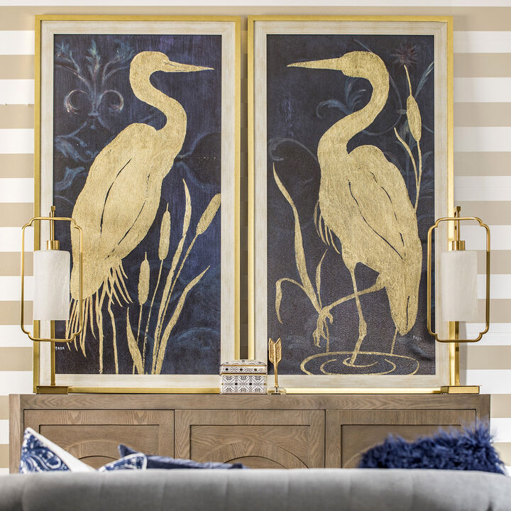 Cranes And Cattails II Framed Print