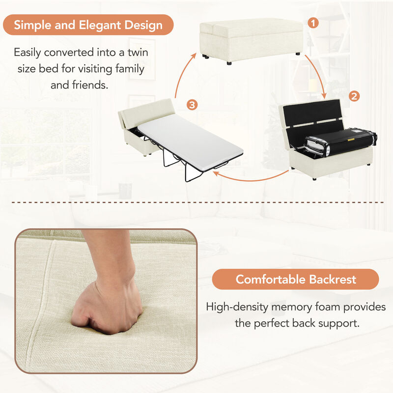 Merax Folding Ottoman Sleeper Sofa Futon with Mattress