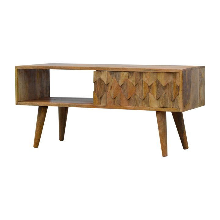 Pineapple Carve Sliding  Solid Wood Media Unit