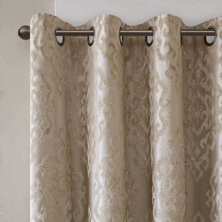 Gracie Mills Cyra Damask Total blackout grommet top curtain panel - 50x108"