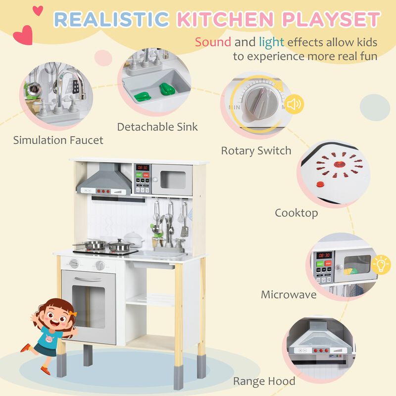 Interactive Kids' Kitchen: Adjustable Height Set with Accessories