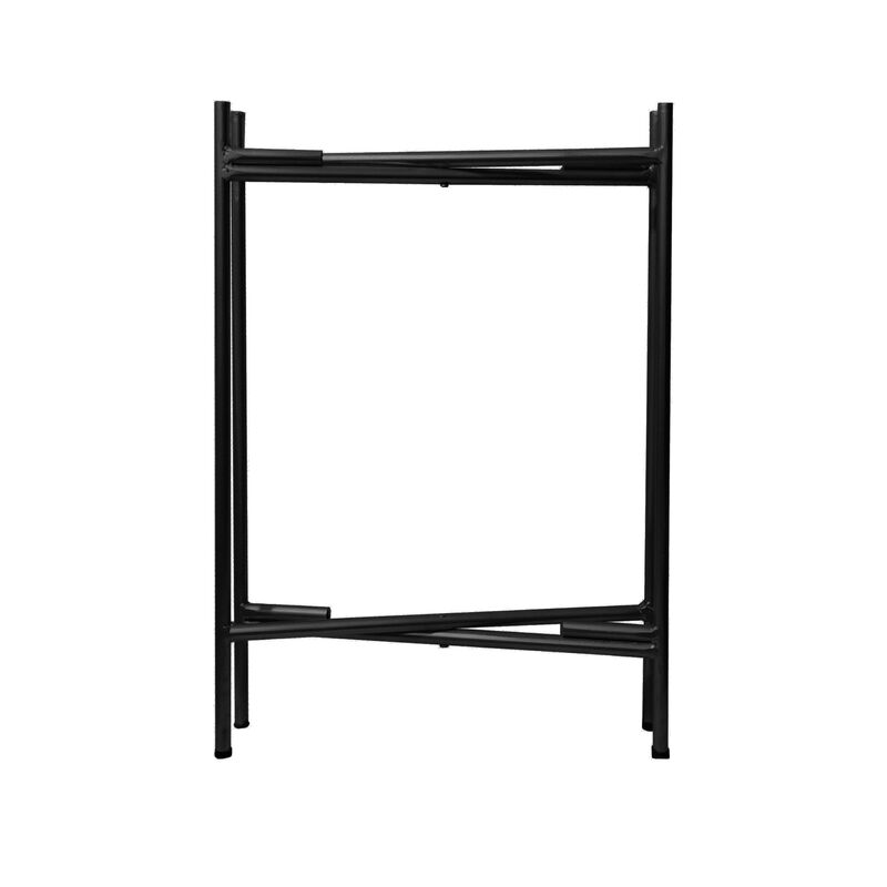 15 Inch Modern Side End Table, Metal Round Tray Top, Foldable Legs