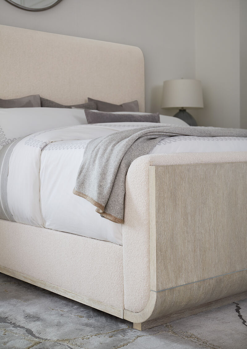Modern Mood Cal King Beige Upholstered Panel Bed
