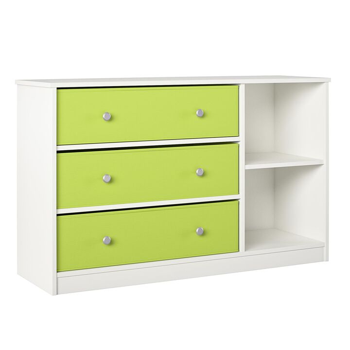 Mya Park Wide Dresser with 3 Fabric Bins