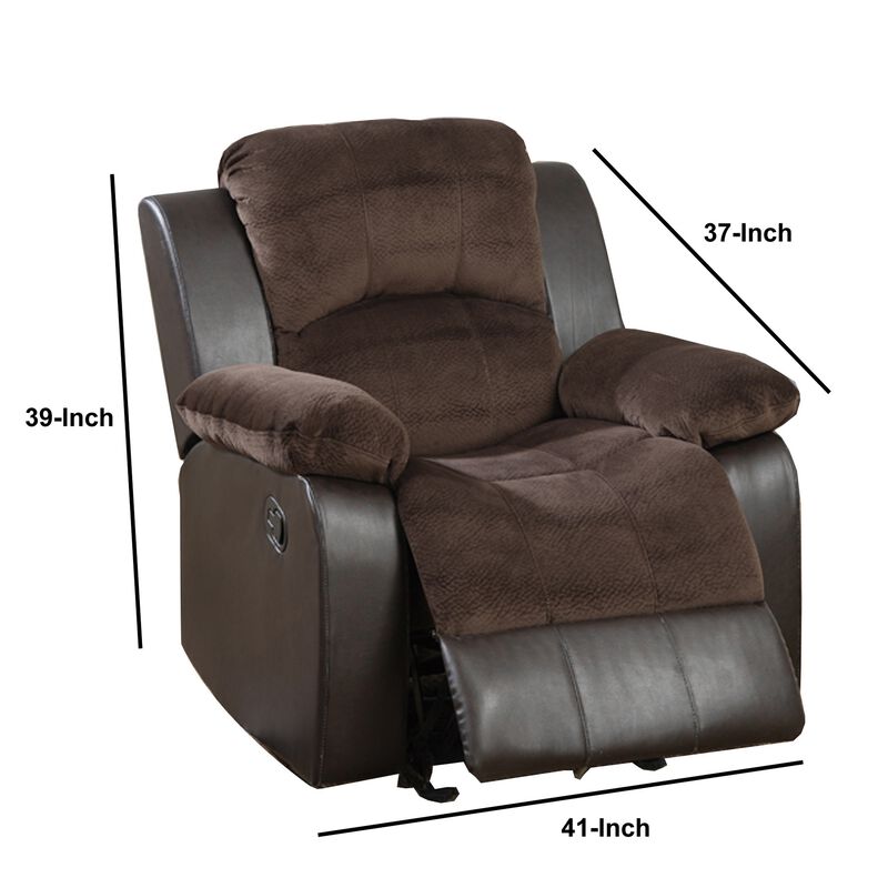 Polyurethane Rocker Recliner In Choco Suede Brown-Benzara