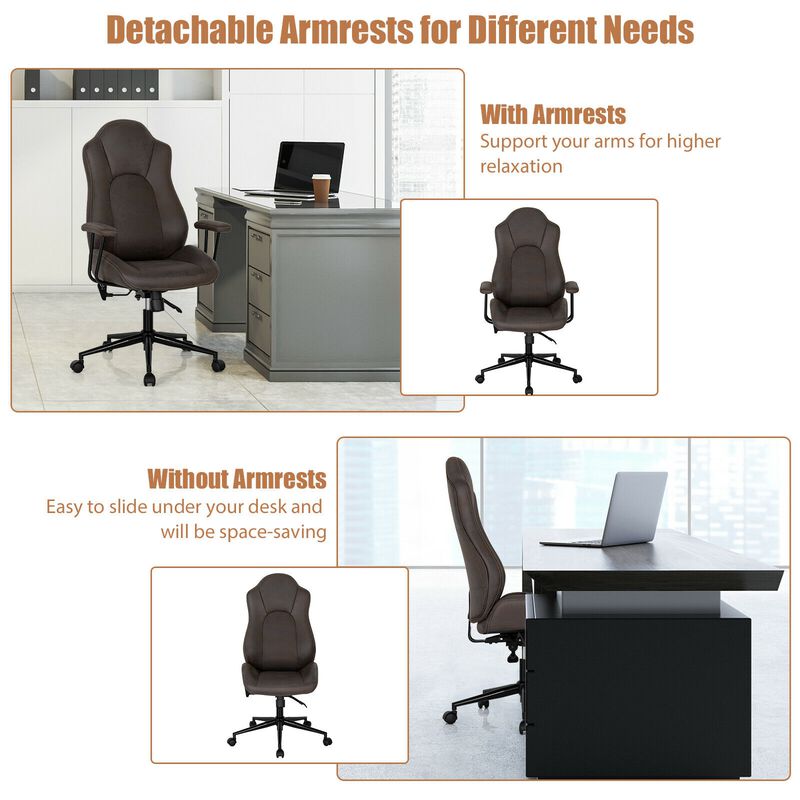 High Adjustable Back Executive Office Chair with Armrest-Brown