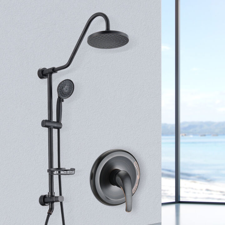 Shower Head With Handheld Shower System With 8" Rain Shower Head (Rough-In Valve Included)