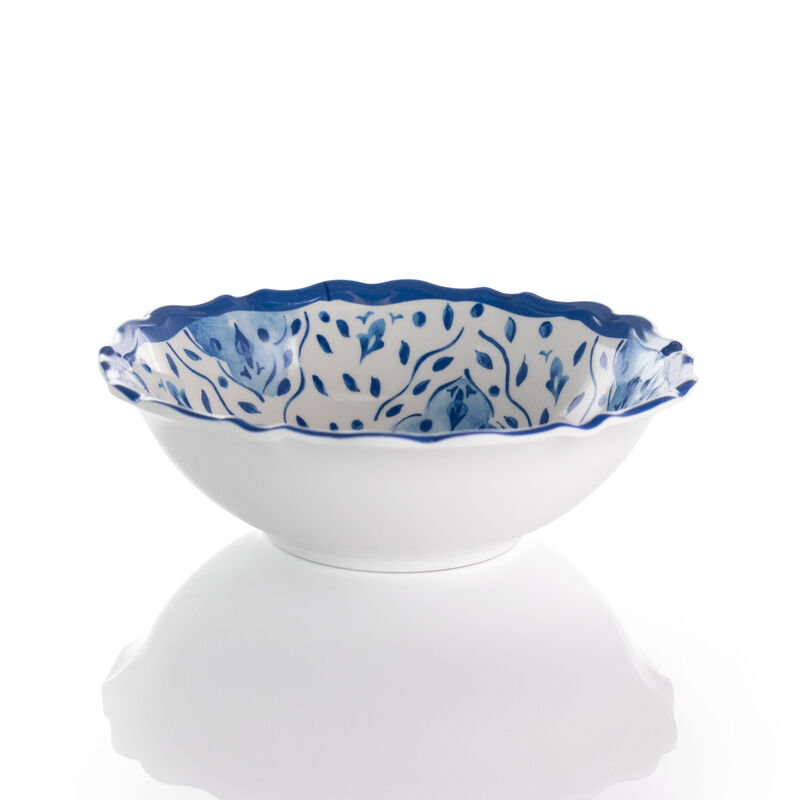 Elama Blue Garden 12 Piece Scalloped Lightweight Melamine Dinnerware Set in Blue