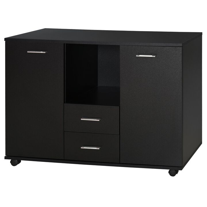 Black Office Storage: Multifunction Cabinet with Drawers and Shelves