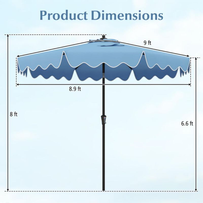 Hivvago 9 Feet Patio Umbrella with Crank Handle and Push Button Tilt