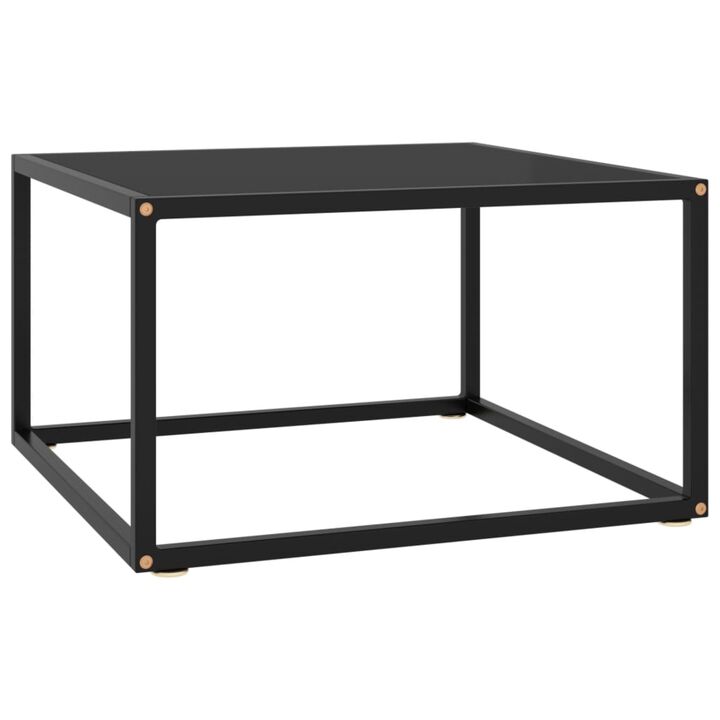 CHARMMA Coffee Table Black with Black Glass 23.6"x23.6"x13.8"