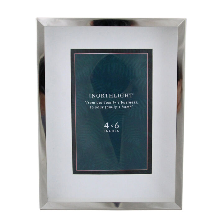 8" Contemporary Rectangular 4" x 6" Photo Picture Frame - Silver and Clear